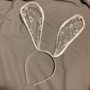 Delicate sexy lace white bunny ears